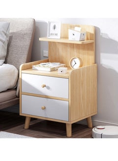 اشتري 37*30*70cm Double Drawer Bedside Cabinet, Simple Economic Storage and Storage Cabinet, Bedside Mini Cabinet, Light Luxury Creative Bedside Cabinet (Rustic Oak Colour) في الامارات