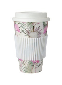 Buy Eco-Friendly Bamboo Fibre Reusable Travel Coffee Mug With Silicon Lid, Multicolor, 400ml, ‎BD-BF-82 in UAE