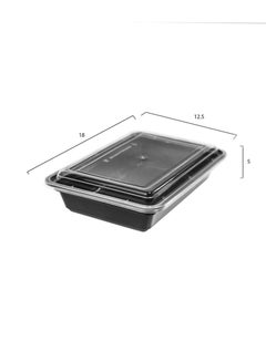 Buy 12-Piece Rectangular Disposable Food Container With Lid Black 18x12.5x3cm in Saudi Arabia