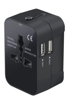 Buy Tycom Travel Adapter,Worldwide All in One Universal Power Plug Adapter with Dual USB Ports for USA EU UK AUS Cell Phone Laptop (HHT202 Black) in UAE