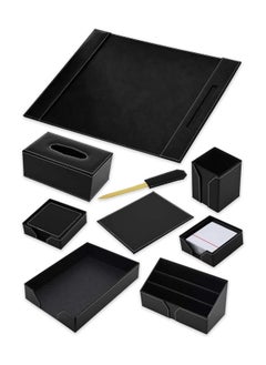 Buy FIS Executive Desk sets Bonded Leather Black Set of 9 Pieces FSDSEXB221BK in UAE