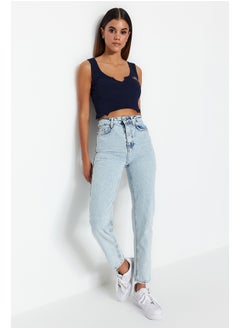 Buy Light Blue High Waist Mom Jeans TWOSS23JE00085 in Egypt