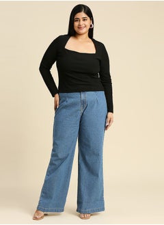 Buy Plus High Rise Wide Leg Jeans in Saudi Arabia