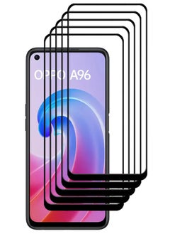 Buy 5 Pieces Antistatic ESD Dustproof Premium Quality High Definition Tempered Glass Screen Protector Designed For Oppo A96 in UAE