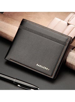 Buy Baellerry Men's Wallet Business Casual Short Leather Stylish Comfortable Mini Wallet Black in Saudi Arabia