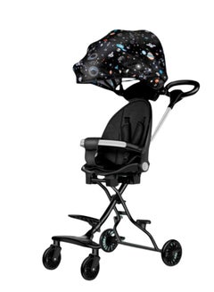 Buy 3-in-1 Multifunctional  One - Click Folding And Llightweight Two Way Push Baby Stroller with Star Trek Full Shed -Black in Saudi Arabia