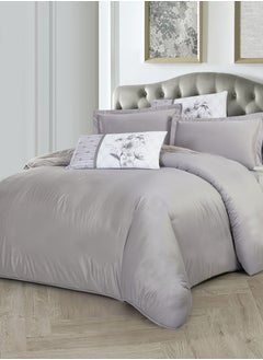 Buy Duvet Set 4-Pcs Single Size Striped Microfiber Bed Set Fits(100x200 CM) With Duvet Cover Fitted Sheet Pillow Sham And Pillowcases(Without Filler),Silver Grey in UAE