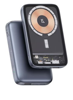 اشتري Transparent Magnetic Wireless Charging Mini 10000mah Power Bank Black في الامارات
