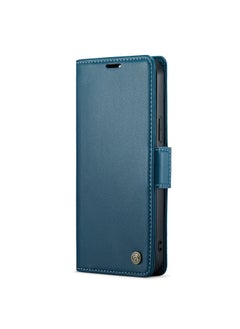 Buy Flip Wallet Case For iPhone 15 Pro Max [RFID Blocking] PU Leather Wallet Flip Folio Case with Card Holder Kickstand Shockproof Phone Cover (Blue) in Egypt