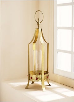 Buy Arwa Metal Glass Lantern 20x51x20 cm in Saudi Arabia