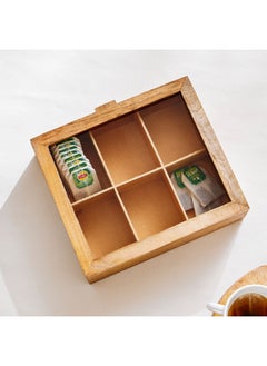 Buy Wooden 6-Compartment Tea Bag Holder in UAE