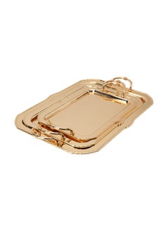 Buy A Rectangular Golden Wooded Steel Tofa Set Of 3 Pieces in Saudi Arabia