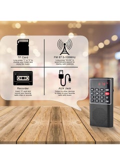 Buy Mini Portable Pocket FM Radio MP3 Walkman Radio with Recorder Lock Key SD Card Player Black in UAE