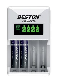 Buy BST-C9012WL Fast Charger with LCD Display and 4 Pieces of 2500mAh Batteries in Egypt