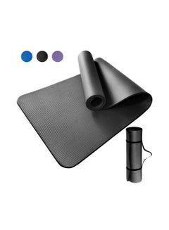 Buy Yoga Mat Non Slip Yoga Mat with Yoga Mat Strap Included 10mm Thick Exercise Mat Ideal for HiiT, Pilates, Yoga and Many Other Home Workouts Black in UAE