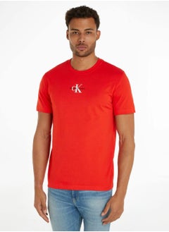 Buy Men's Cotton Monogram T-Shirt -  cotton jersey, Red in Saudi Arabia