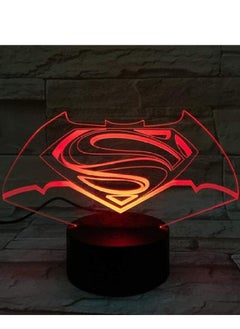 Buy 3D Illusion Lamp LED Multicolor Night Light Dc Justice League Superman Batman Logo USB Cartoon Superhero Boys Kids Birthday Gifts Table Lamp Bedside in UAE