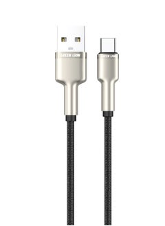 اشتري كابل USB-A إلى USB-C مضفر من سبائك الزنك / سرعة نقل عالية / متوافق على نطاق واسع / فصل تلقائي / شحن ومزامنة / مؤشر LED / آمن ومضمون / كابل بطول متر واحد / 10000 ثنية - أسود في الامارات