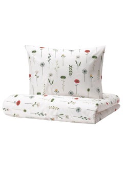 Buy Duvet cover and pillowcase, floral pattern multicolour, 150x200/50x80 cm in Saudi Arabia