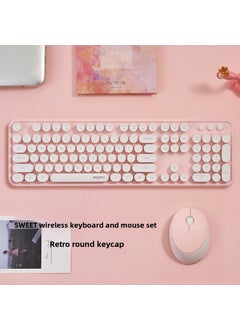 اشتري Ferris hand Sweet keyboard mouse suit Wireless Keyboard mouse mute laptop office 2. 4gusb interface Sweet ☆ white and pink في السعودية