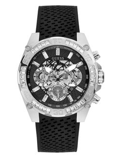 Buy Guess Silver Tone Case Black Silicone Watch GW0333G1 in Saudi Arabia