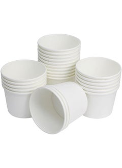 Buy Ice Cream Cups 16 Ounce White for Hot or Cold Food Party Supplies Sundae Frozen Yogurt Cups 25 Pieces in UAE