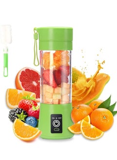 اشتري Portable Blender Cup,Electric USB Juicer Blender,Mini Blender Portable Blender For Shakes and Smoothies, Juice,380ml, Six Blades Great for Mixing,Green في الامارات