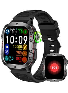 Buy Military Smart Watches for Men, 1.96" Big Screen Rugged Tactical Smartwatch with 420 mAh Battery, Waterproof Outdoor Smart Watch with Heart Rater/SpO2/Sleep Monitor Tracker for Android iOS(Black) in Saudi Arabia