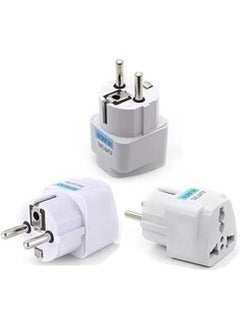 Buy 3 Pieces Travel Power Adapter, Universal Type E/F 2-pin Plug Adapter Outlet, Adaptor for USA to Europe | EU Socket 3 Pieces | Use In Norway, Korea, Spain, Greece, Russia, Iceland in UAE