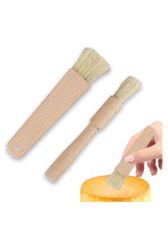 اشتري 2 Pcs Pastry Brush for Baking Bread with Natural Wood and Bristles Cooking Brushes Food Brushes Round and Flat Dishwasher Safe Good Grips Bread Cake Chocolate Durable Kitchen Culinary Utensil في السعودية