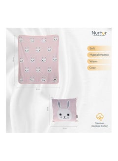 اشتري Nurtur Soft Bunny Baby Blankets with Cushion for Boys & Girls  Blankets Unisex for Baby 100% Combed Cotton  Soft Lightweight Fleece for Bed Crib Stroller & Car Seat Official Nurtur Product في الامارات