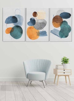 Buy Set Of 3 Framed Canvas Wall Arts Stretched Over Wooden Frame Hand Drawn Circles Abstract Paintings For Home Living Room Office Decor in Saudi Arabia