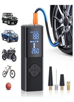 Buy Car Motorcycle Cordless Tyre Inflator Portable Air Compressor, 150PSI Cordless Fast Pump with LCD Digital Screen Emergency Light 9000mAh Battery Powered in UAE