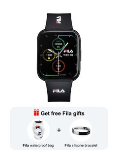 اشتري ساعة ذكية للجنسين مع حزام سيليكون أسود بالإضافة إلى حقيبة رياضية مقاومة للماء وسوار سيليكون في الامارات