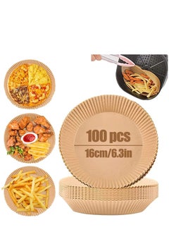 Buy 100Pcs 6.3Inch Air Fryer Disposable Paper Liner Round Non-Stick Water-Proof Oil-Proof Parchment Paper in UAE