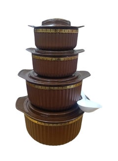 Buy Set of 4 Inner Stainless Steel Hotpot With One Spoon (500 ml, 1000 ml, 1500 ml, 2500 ml) Brown/Gold in Saudi Arabia
