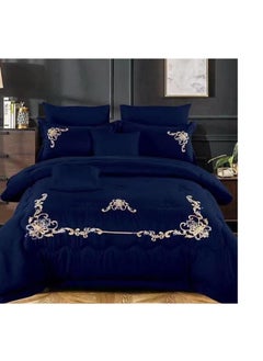 Buy Embroidered King Size Duvet Cover Set - 6-Piece Bedding Collection fitted bedsheet duvet with Zipper Closure in UAE