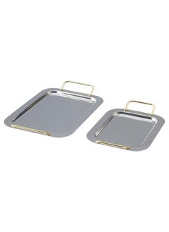 Buy Tray set of 2 stainless steel in Saudi Arabia