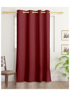 اشتري Solid Dyed Blackout Curtains With Groomets - Polyester-Single Window Curtain- Sound, Sunlight And Heat Insulation- 260X140Cm -  Red في الامارات