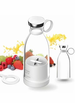 اشتري Portable Blender, Personal Mixer Fruit Rechargeable with USB and Wireless charging, Mini Blender for Smoothie, Juice, Milk Shakes 350ml, Home/Office/Gym/Travel - White في الامارات