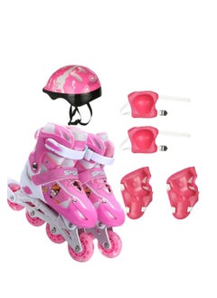 Buy Adjustable Single Row Patinage Skate Boot Set - Head Protection Helmet Included - Hand, Feet and Elbow Protection Kit in Egypt