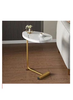 Buy Coffee Table Sofa Table Mobile Minimalist Mini Corner Bedside Bedside Small Table Small Apartment Light Luxury flat Gold rod in UAE