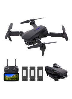 Buy Foldable Altitude Hold WiFi FPV E88 RC drone with 4k camera and gps 3 Batteries Black Suitable for Beginners and Kids in UAE