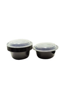 Buy Microwave Container Black Round With Lid 25 Ounces Pack of 12 Pieces. in UAE