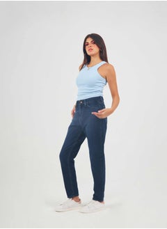 اشتري High Waist Navy Blue Mom Fit Jeans في السعودية