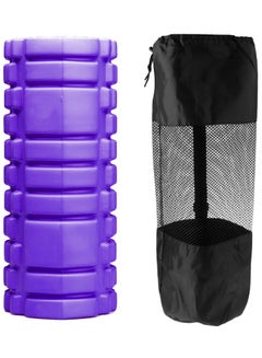 Buy Yoga Foam Roller for Deep Tissue Massage Muscle with Carry Bag, Purple in Egypt