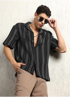 اشتري Chrochet Striped Cotton Half Sleeve Shirt في الامارات