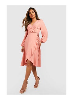 Buy Crepe Ruffle Wrap Midi Skater Dress in UAE