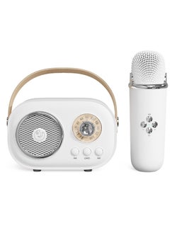 اشتري Mini Karaoke Machine with Wireless Microphone Set Portable Bluetooth Karaoke Speaker Retro Handheld Style Bluetooth Speaker for Kids and Adults for Family Party Singing Party Birthday White في السعودية