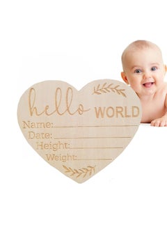 اشتري Wooden Baby Announcement Sign, Newborn Baby Announcement Sign, 4.5 Inch Hello World Newborn Welcome Sign for Baby Shower, Photo Prop, Hospital, Nursery, New Parents في السعودية